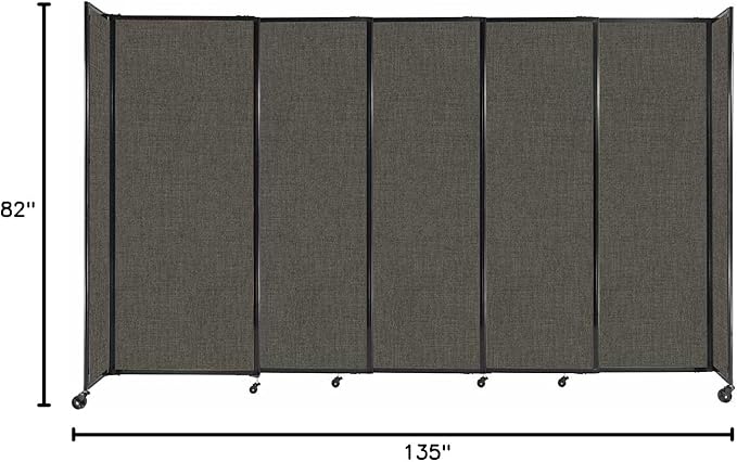 Versare Straightwall Sliding Portable Wall Partition | Freestanding Office Dividers | Locking Wheels | Temporary Room Separator | 11'3" Wide x 6'10" Tall Mocha Fabric Panels