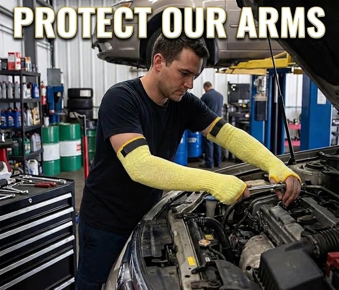 Cut Resistant Sleeves With Thumb Hole,Thin Skin Arm Protection Sleeves And Bruising, kevlar Sleeves For Gardening, Welding, Kitchen,For Women, Men, Elderly (Yellow, 17.7 in)