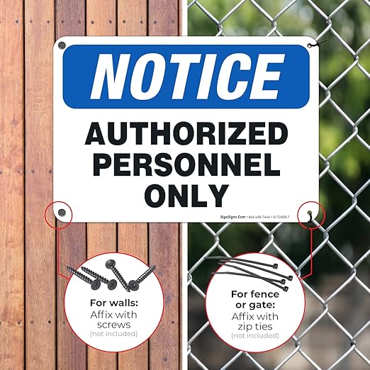 Authorized Personnel Only Sign, 10x7 Inches, Rust Free .040 Aluminum, Fade Resistant, Made in USA