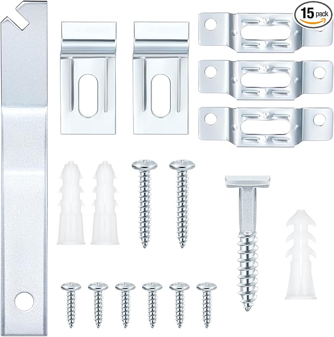 15 Set Frame Lock Security Hanging Kits T-Screw Security Artwork Picture Hangers with T-Head Screws and 1 Hanging Clamp Wrenches for Museums Art Galleries Hotels, Supports up to 15 Pounds