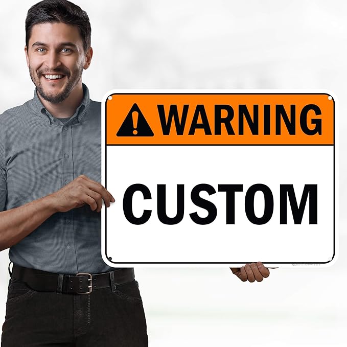 Custom warning Sign, Ansi Sign, Osha Compliant, 18x24 Inches, 55 mil thick HDPE (high density polyethylene), Made in USA by My Sign Center