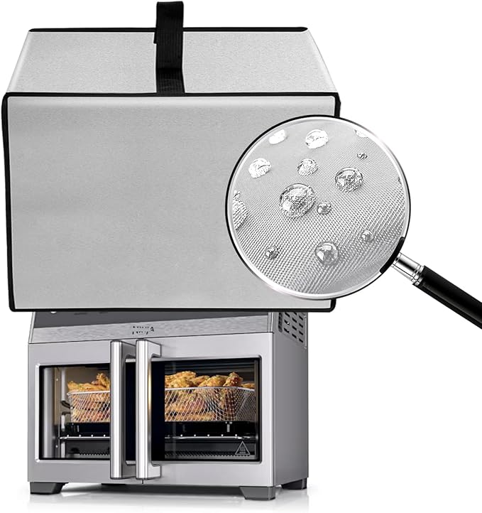 French Door Toaster Dust Cover for Ninja Air Fryer Convection Pizza Oven FO101,Heavy Duty Heat resistant Waterproof Covers Case for Midea Toaster Oven Smokeless Grill Combo (Silver)