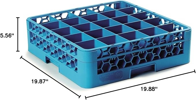 Carlisle FoodService Products Opticlean 25-Compartment Glass Rack with 1 Extender, Blue , 5.56"