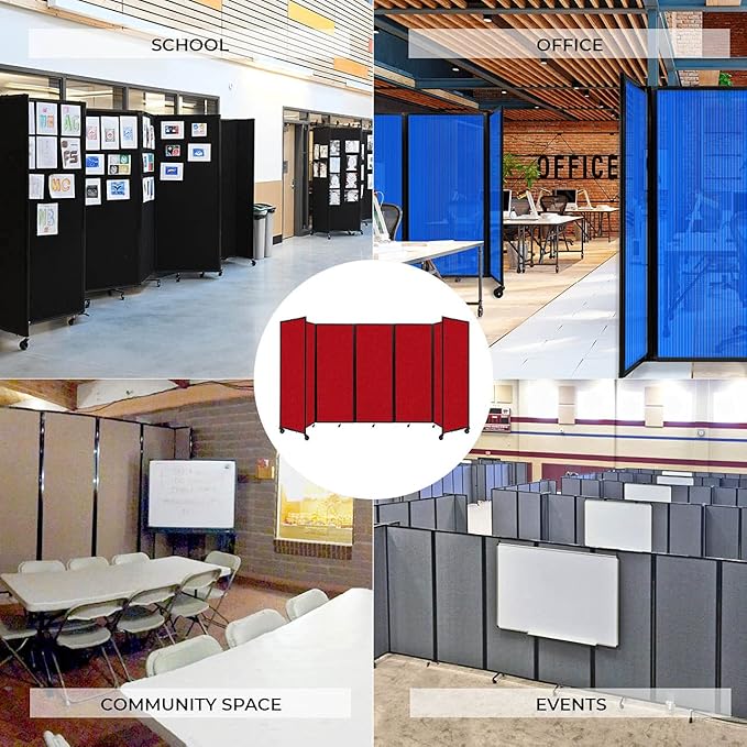 Versare Polycarbonate Room Divider 360 Portable Wall Partition | Freestanding Office Dividers | Locking Wheels | Privacy Screen Panels - 8'6" x 4' Dark Gray Thermoplastic Polymer