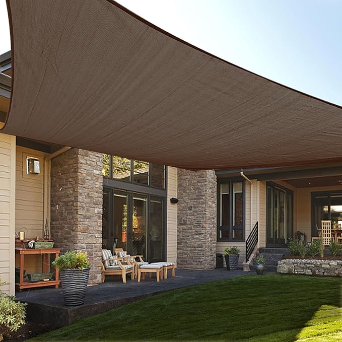 LOVE STORY Custom Size 13' x 23' Brown Sun Shade Sail Canopy Commercial Rectangle Sail Shade Fabric for Patio Garden Backyard Pool (Customized)