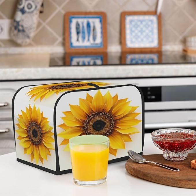 Toaster Cover 2 Slice, A Sunflower Anti Dust Protector for Bread Maker, Waterproof Kitchen Appliances Accessories