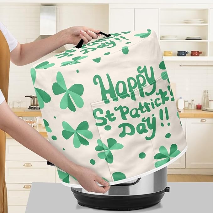 TODIYADDU Green Shamrock Air Fryer Cover Dust Cover St Patrick's Day Instant Pots Pressure Cooker Cover Compatible with Most Kitchen Appliances Trendy Instant Pots Pressure Cooker Accessories