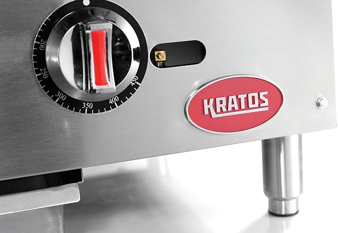 Kratos 24" Wide Commercial Restaurant Gas Countertop Griddle, Thermostatic Controls, 2 Burners, 60,000 BTU Output (29Y-007)