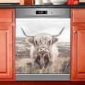 Highland Cattle Cow Mountain Dishwasher Magnet Cover Sticker Magnetic Refrigerator Panel Front Door Fridge Microwave Decal