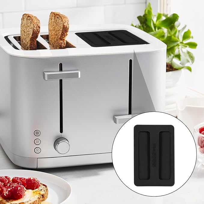 2Pcs Toaster Cover 2 Slice Silicone Toaster Dust Covers Black Bread Machine Cover Silicone Toaster Lid Bread Maker Top Cover Sandwich Machine Part Accessories