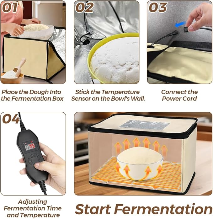 Folding Bread Proofing Box, Sourdough Bread Proofer Warming Box with Shelf and Heater Precise Temperature Fermentation (50–113℉) Dough Start Container for Home Making Pizza Baking Kombucha