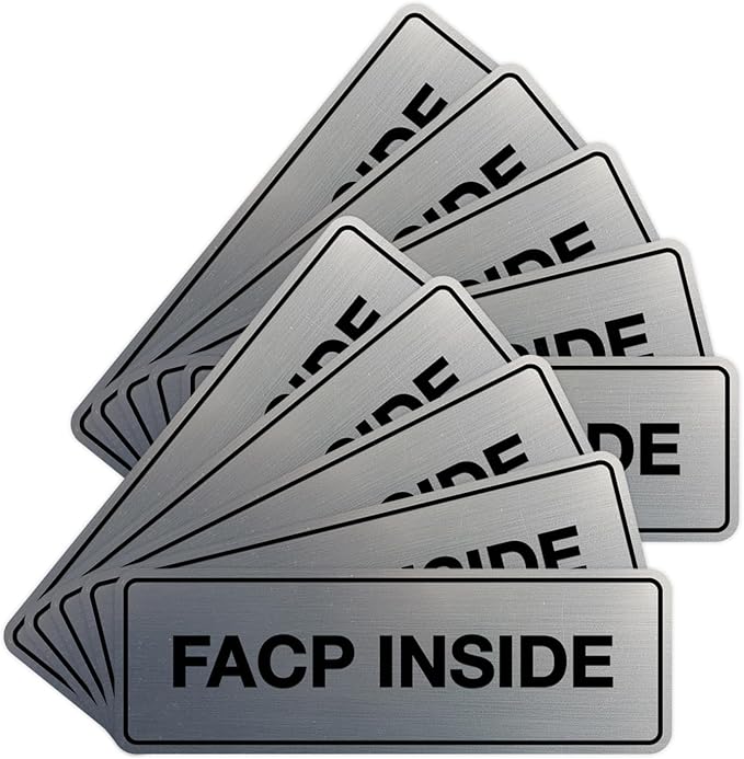 Signs ByLITA Standard FACP Inside Sign | Fire Safety Signage (Brushed Silver) - Small 10 Pack