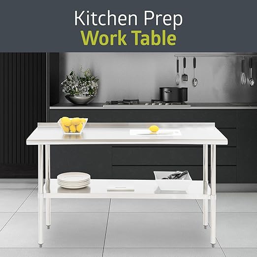 Pearington NSF Certified Stainless Steel Kitchen Prep and Work Table, Commercial Work Table for Restaurant and Home, 60" x 24", Stainless Steel