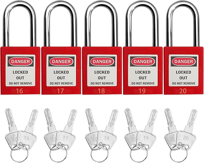 SAFBY Lockout Tagout Locks, Safety Padlock, Keyed Differently Loto Safety Padlocks for Lock Out Tag Out Kits Station (Red 11-20)