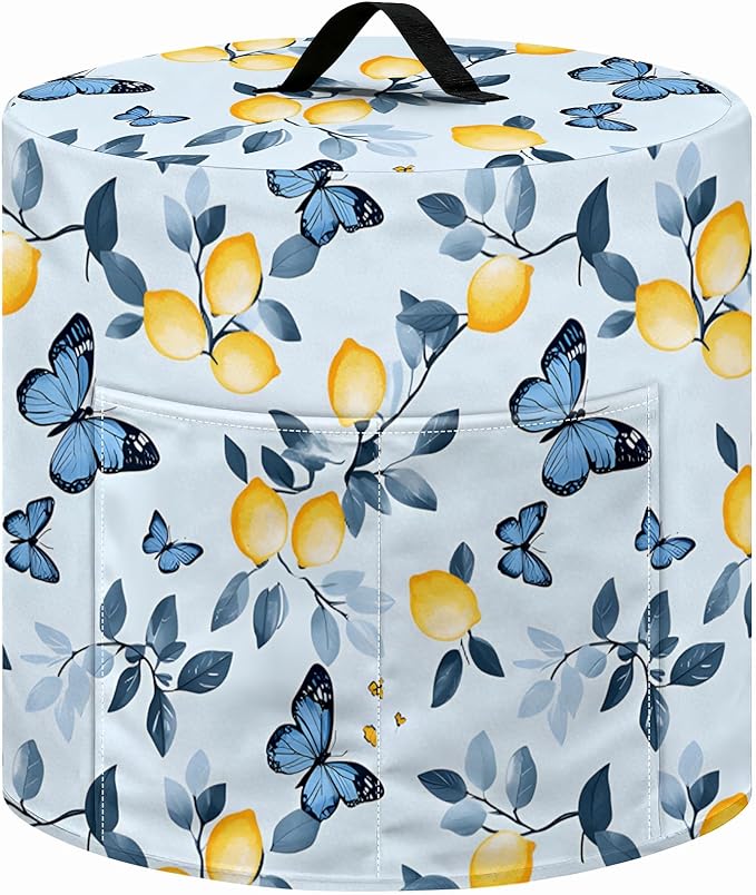 Kitchen Appliance Accessories Dust Cover for 3-6-8 Quart Instant Pot, Pressure Cooker, Air Fryer & Crock Pot,Decorative Appliance Cloth Cover with Top Handle & Storage Pockets (Blue, 8 Quart)