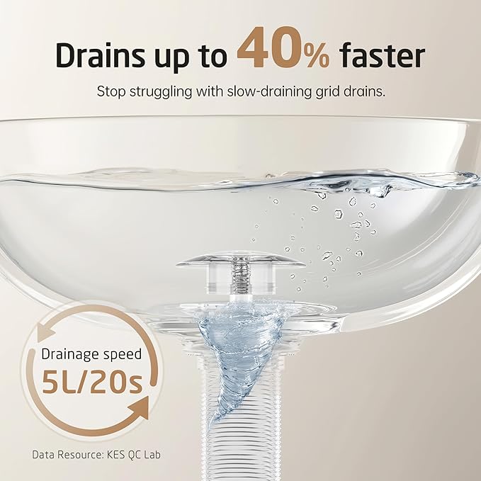 KES All-Metal Pop Up Bathroom Sink Drain, Extended Thread for Thicker Vessel Sinks & Countertops, Durable Brass & Stainless Steel, No Overflow, Brushed Gold, S2022D-BZ