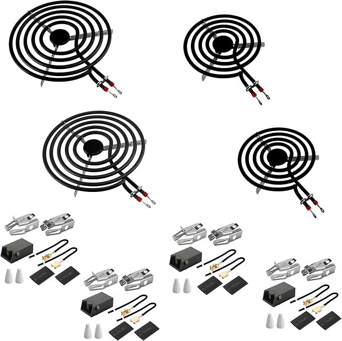 MP22YA Electric Range Burner Element Unit Set with 330031 Range Burner Receptacle Kit Fit for Ken-more Whirl-pool Frigi-daire May-tag Ranges/Stoves by Fetechmate