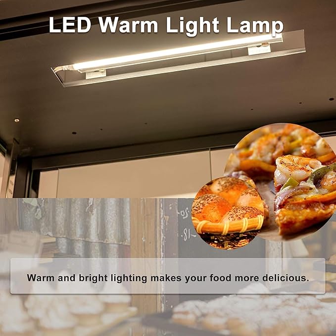 26'' Food Warmer Display Hot Food Countertop Case Commercial Buffet Restaurant Heated Cabinet 3 Tier Food Showcase for Catering Pizza Empanda Pastry Patty Warmer L26 x W19 x H25