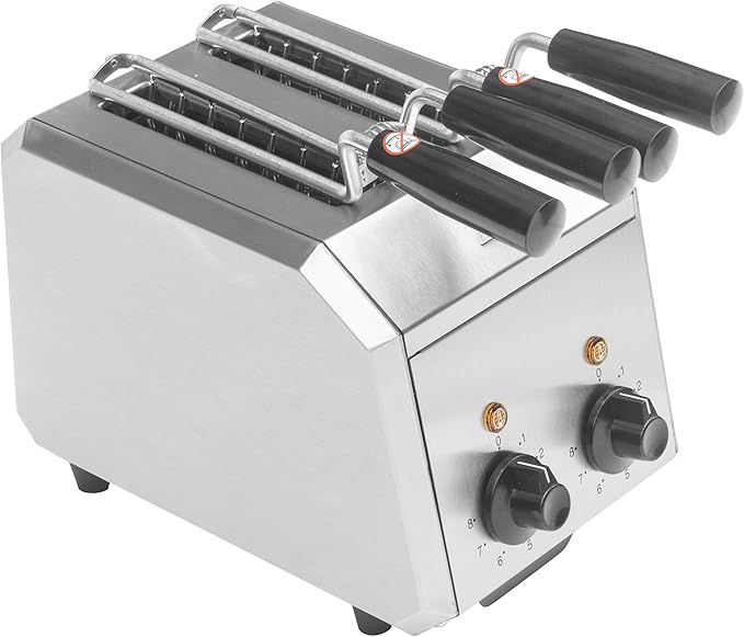 2 Slice Electric Sandwich Toaster, 600W per Slot for Energy Efficiency with SUS 304 Tongs, 8 Minutes Timer, Removable Crumb Tray, For Home and Commercial Use.