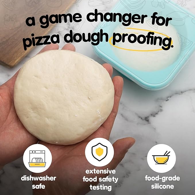 1000ml PLUS Individual Pizza Sourdough Proofing Containers with Air-tight Lids for DIY family Artisan Pizza,Bread,Bagel-Food Grade Silicone -Freezer, Fridge, Dishwasher Safe-2 Pack (Blue)
