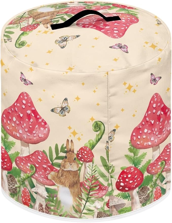 Xoenoiee Rabbit Mushroom Butterfly Pattern Pressure Cooker Cover for 8 qt Instant Pot, Kitchen Appliance Dust Cover with Pockets for Rice Cooker Air Fryer Slow Cooker