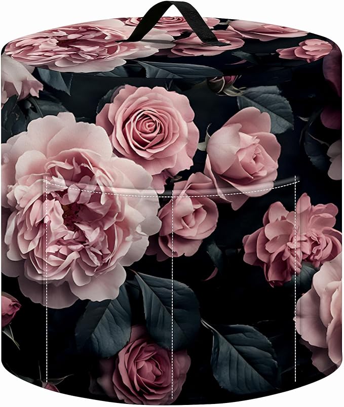 Kitchen Appliance Accessories Dust Cover for 3-6-8 Quart Instant Pot, Pressure Cooker, Air Fryer & Crock Pot,Decorative Appliance Cloth Cover with Top Handle & Storage Pockets (Pink, 6 Quart)