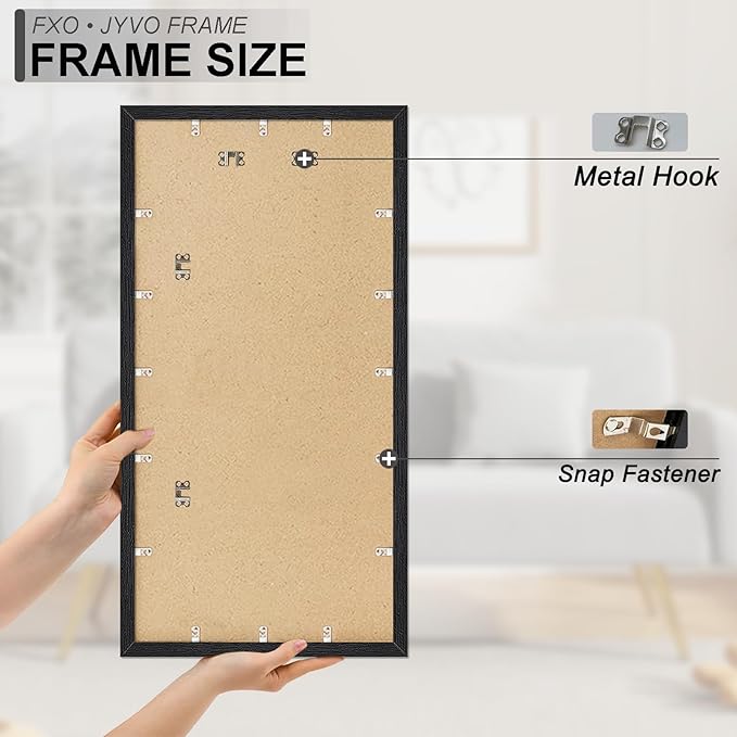 Engineered Wood 18 x 36 Frame Set of 2, Black Picture Frame for 18x36 Inch Poster Puzzle Photo, Light Weight 18by36 Poster Frame with Wood-grain for Wall - 2 Pack/Black/18 x36