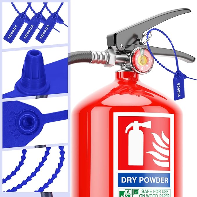 Roowest 2000 Pcs Plastic Tamper Seals Security Tags Seals Safety Numbered Zip Ties Fire Extinguisher Tamper Tags Disposable Self Locking Signage 250 mm Length(Blue)