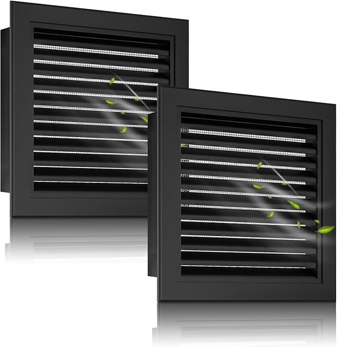 2-Pack Aluminum Gable Vent 18" x 18" with Screen - Optimal Airflow Design, Ideal Attic Vents for Houses, Vent Opening: 16" x 16", Black