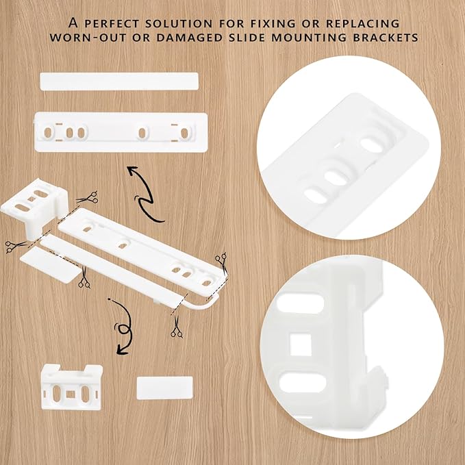 8Pcs Universal Integrated Fridge Freezer Door Slider with Screws, Fridge Door Mounting Installation Fixing Kit with Barckets and Clips