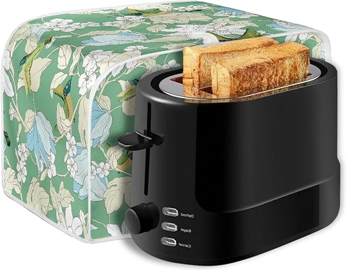 Hummingbird Flower Print 4 Slice Toaster Cover for Home Stain Resistant Waterproof Bread Maker Cover for Kitchen Small Appliance