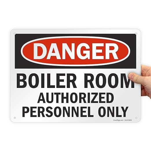 SmartSign "Danger - Boiler Room, Authorized Personnel Only" Sign | 10" x 14" Plastic