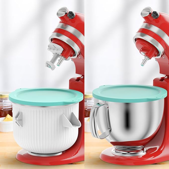 Silicone Covers for Kitchenaid Ice Cream Bowl, Silicone Lid Compatible with Kitchenaid Tilt-Head Stand Mixer 4.5-5 Quart Stainless Steel Bowls, Dishwasher Freezer Safe