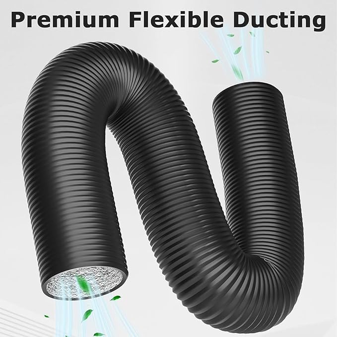 Reinforced Dryer Vent Hose 4 inch 8 FT with 2 Key Hose Clamps, Heavy Duty Flexible Duct Hose for Laundry, Grow Tent, Bathroom Exhaust Fan