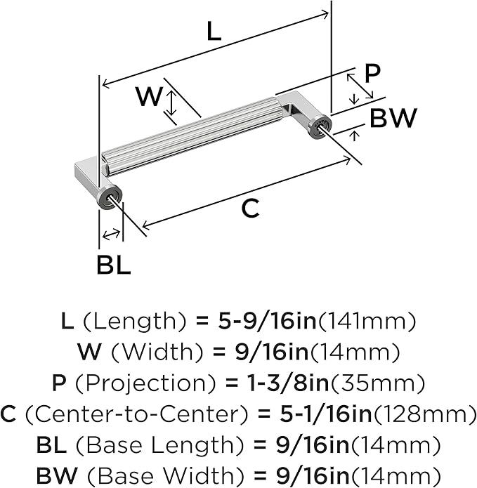Amerock Ballard 5-1/16 inch (128mm) Center-to-Center Polished Chrome Cabinet Pull, BP3764426