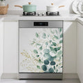 Magnetic Dishwasher Cover,Eucalyptus Greenery Reusable Dishwasher Magnetic Cover Gold Foil Decorative Door Covers Panel for Home Kitcen 23" x 26"