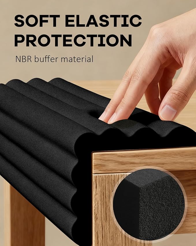 Edge and Corner Guards with Strong Adhesive Extra Thick Baby Proofing Furniture Protector for Table Desk Bed Cabinets Child Safety for Home and Nursery (Black, 6.56 Feet)