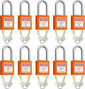 SAFBY Lockout Tagout Locks, Safety Padlock, Keyed Differently Loto Safety Padlocks for Lock Out Tag Out Kits Station (Orange 1-10)