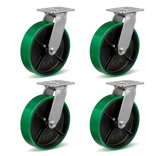 8" Heavy Duty Casters, Casters Set of 4 Total Capacity 6000 lbs- Polyurethane on Steel Wheel, Industrial Casters for Carts Pallet Trucks(4 Pack Swivel)