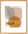 Axeman 16x20 Frame - Solid Teak Wood 16 x 20 Picture Frame With Mat for 11x14 - Rounded Corner 16 x 20 Frame with Tempered Glass for Wall Display