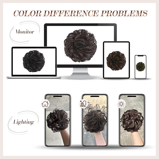 FESHFEN Messy Bun Hair Pieces - Large Wavy Curly Elastic Hair Bun Scrunchies Ponytail Extensions Synthetic Chignon Hairpieces for Women, Golden Blonde 1.94oz