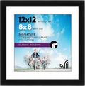 Americanflat 12x12 Picture Frame with Shatter-Resistant Glass - Use as 8x8 Frame with Mat or Display 12x12 Photo Without Mat - Signature Collection - Square Frames for Wall Display - Black