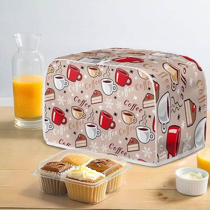 Coffee Snowflake Print Toaster 2 Slice Cover Kitchen Accessories Decor Bread Maker Dustproof Fingerprint Protectors