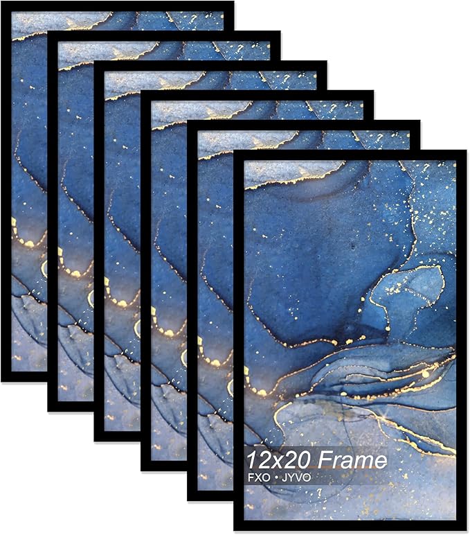 12x20 Picture Frame Set of 6, Black Frame for 12 x 20 Inch Picture Poster Photo, Light Weight and High Transparent 12 by 20 Frame for Wall - 6 Pack/Black/12 x20