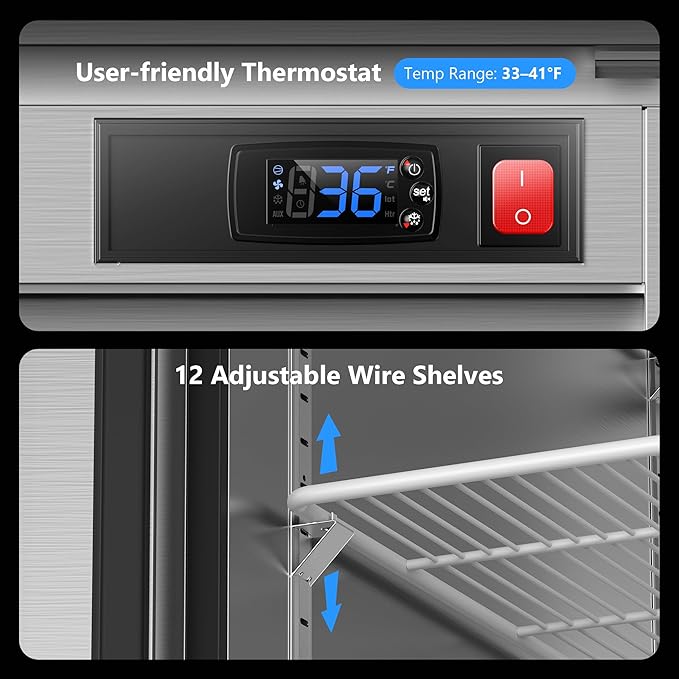 Coolski 82'' Commercial Freezer 3 Doors, Reach-In Upright Freezer for Restaurants Bars Garages, 72 Cu.Ft Auto Defrost -13 to -5℉ Temp Control Fan Cooling, ETL NSF Approved