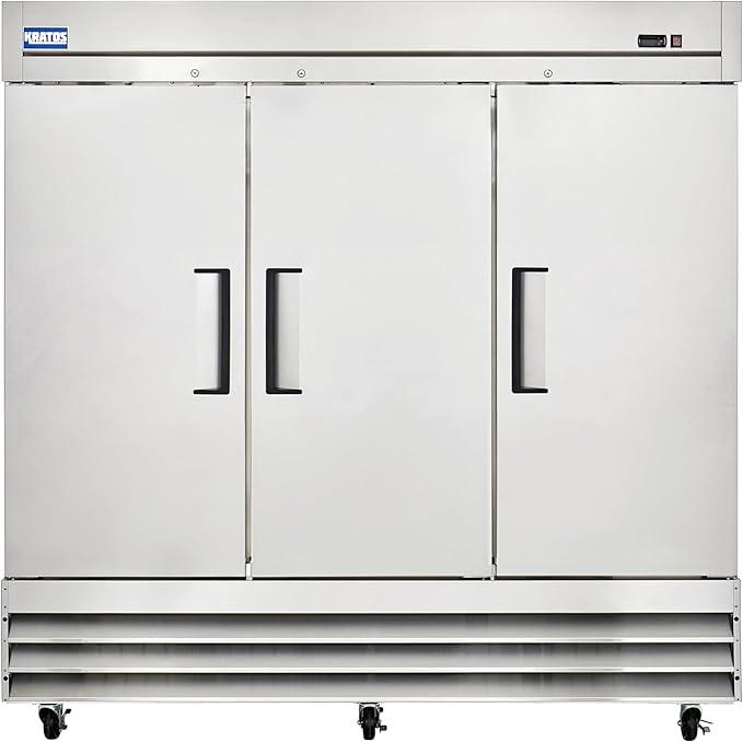 Kratos Commercial Freezer- 3- Solid Door Reach-In, Stainless Steel Exterior, 81" W (67K-006)