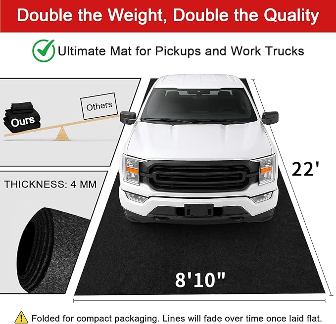Extra-Large Garage Mat 22' x 8'10" - Durable Oil Mat for Garage Mats for Floor Under Car, Washable Garage Rug, Absorbent Floor Mats with Waterproof Liner, Garage Carpet, Oil Change Mats, Car Rug