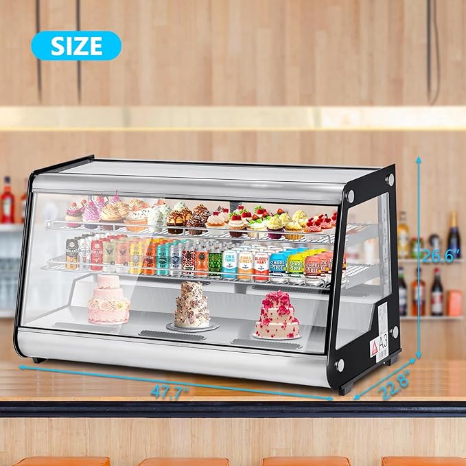 8.1 Cu.Ft Commercial Glass Door Refrigerator | Countertop Display Fridge with LED Lighting for Bakeries, Cafes, Convenience Stores | Energy Efficient, Adjustable Shelves, Auto-Closing Door