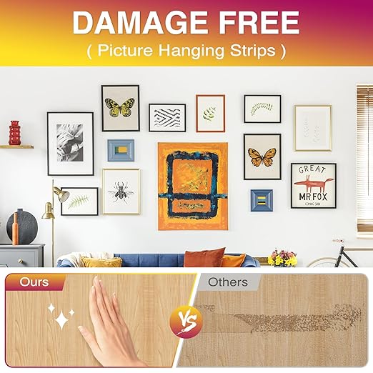 Picture Hanging Strips Heavy Duty XL 25 Pairs/50Strips, Damage Free Hanging Picture Hangers, Removable Adhesive Hook and Loop Wall Strips, Frame Stickers No Nails for Home Decor Wall Posters