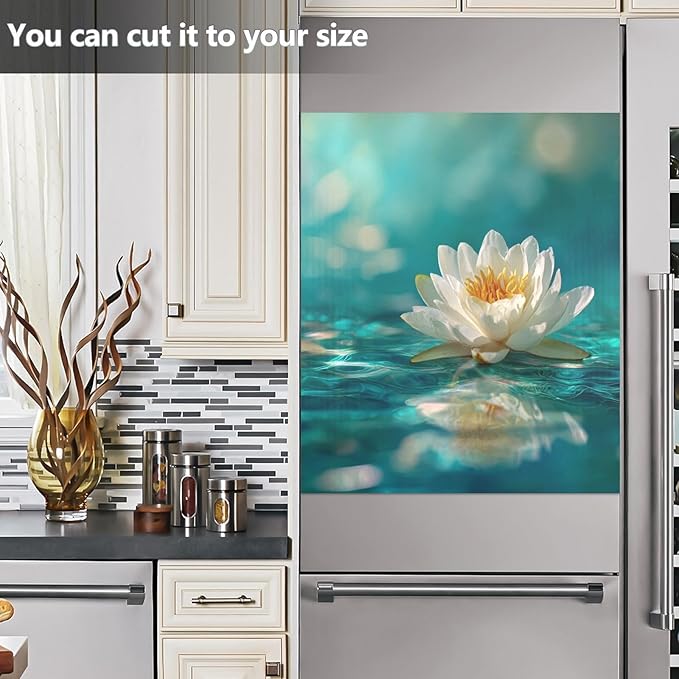 Flowers Teal Dishwasher Magnet Cover for Front Panel Magnetic Dishwasher Cover Decorative Refrigerator Magnet Covers Fridge Panel Decal for Kitchen Decor, 23" x 26"